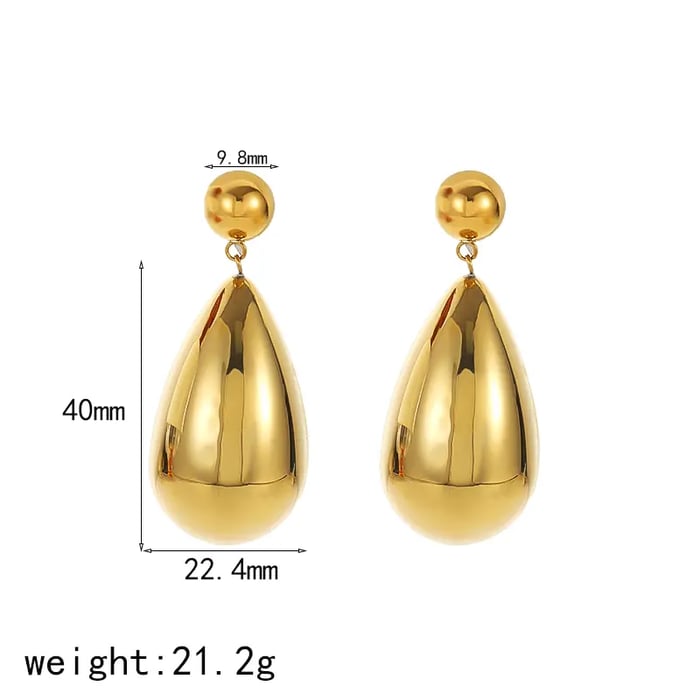 1 Pair Simple Classic Style Droplet Shape Stainless Steel  Gold Color Women's Stud Earrings Picture3